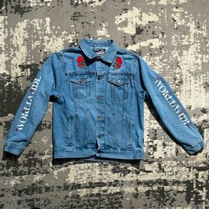 Brooklyn “Worldwide Culture” Graphic Jean Jacket Button-Up Size:XL